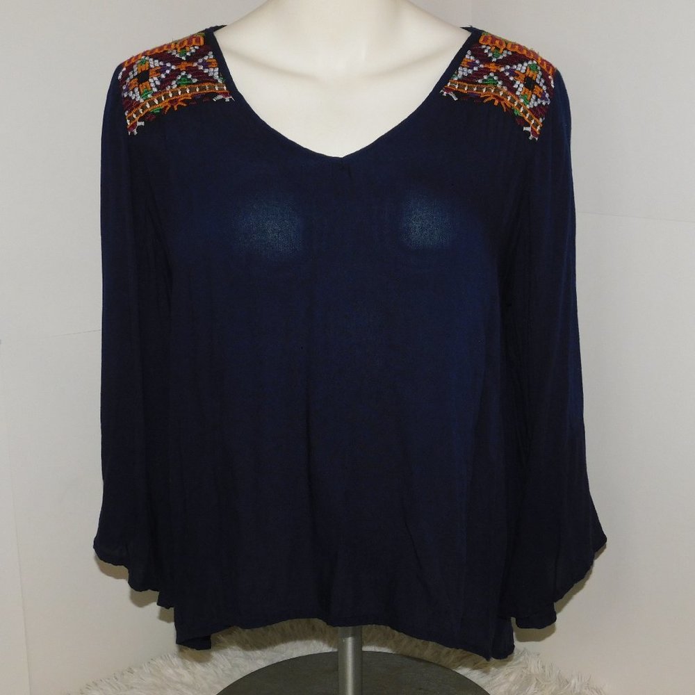 True Destiny Bell Sleeve Boho Embroidered Top